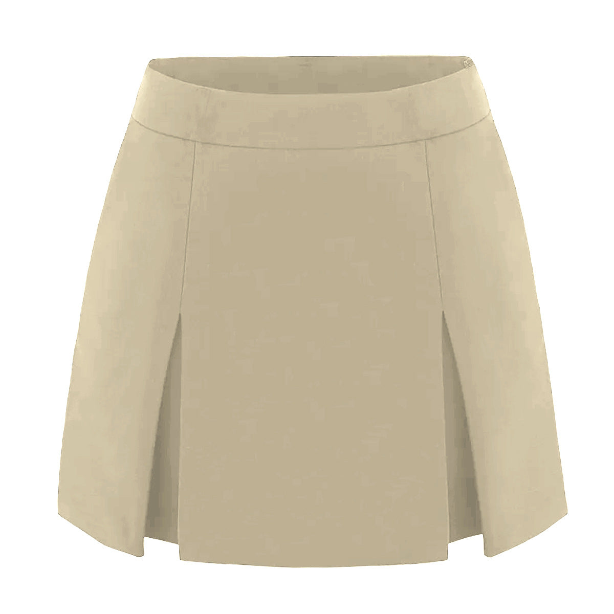High Waisted Zip Front A Line Culottes With Double Side Slits