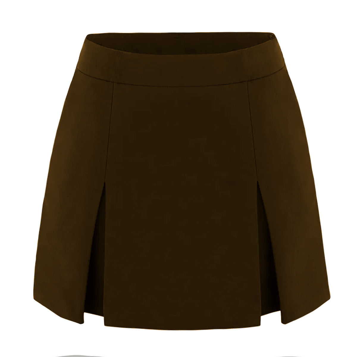 High Waisted Zip Front A Line Culottes With Double Side Slits