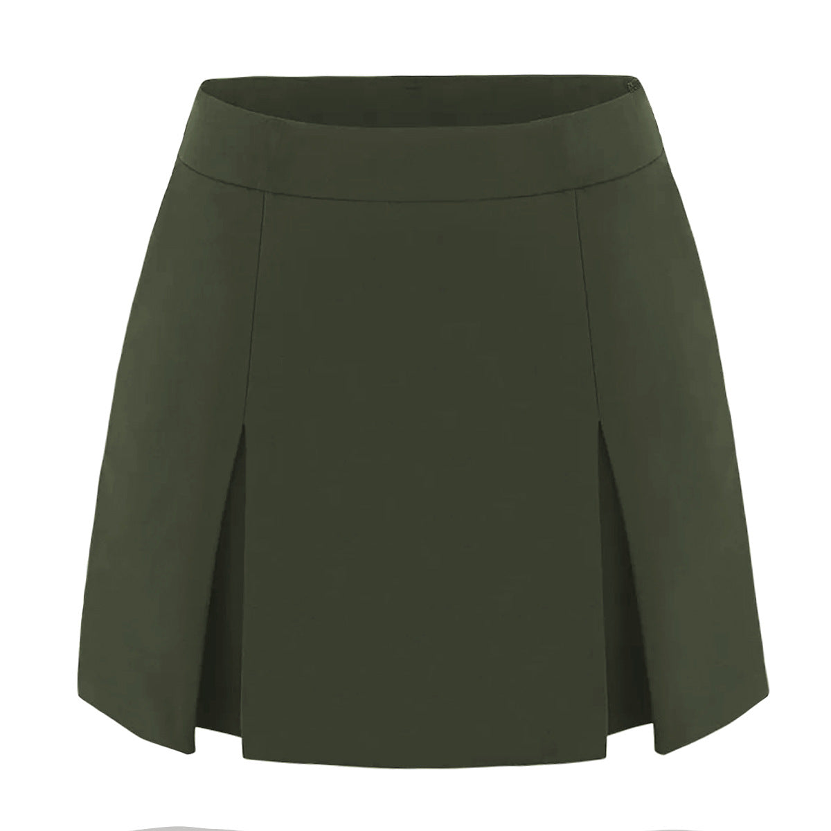 High Waisted Zip Front A Line Culottes With Double Side Slits