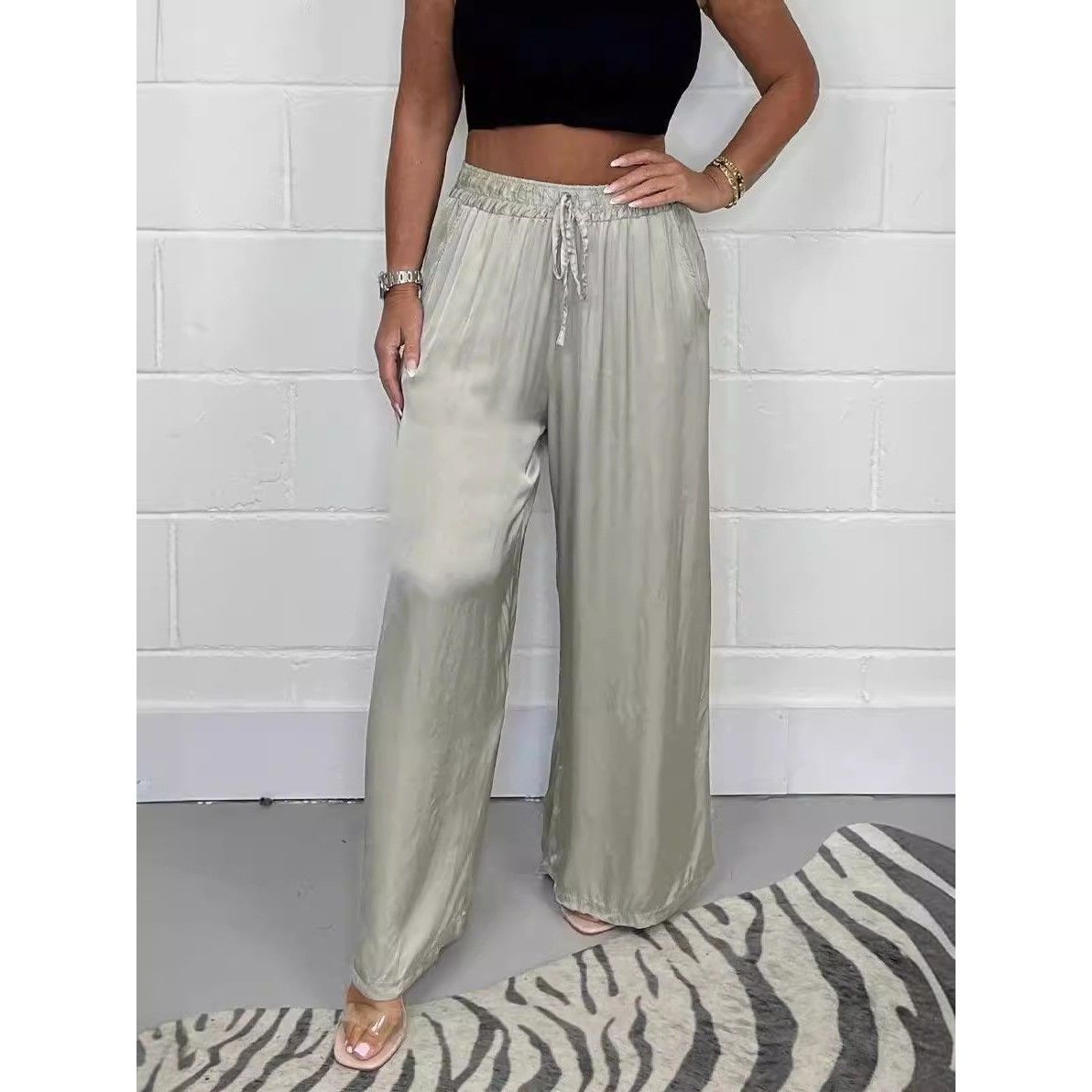 Women's Summer Fashion Matte Satin Casual Pants