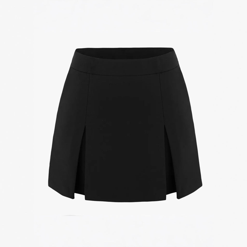 High Waisted Zip Front A Line Culottes With Double Side Slits