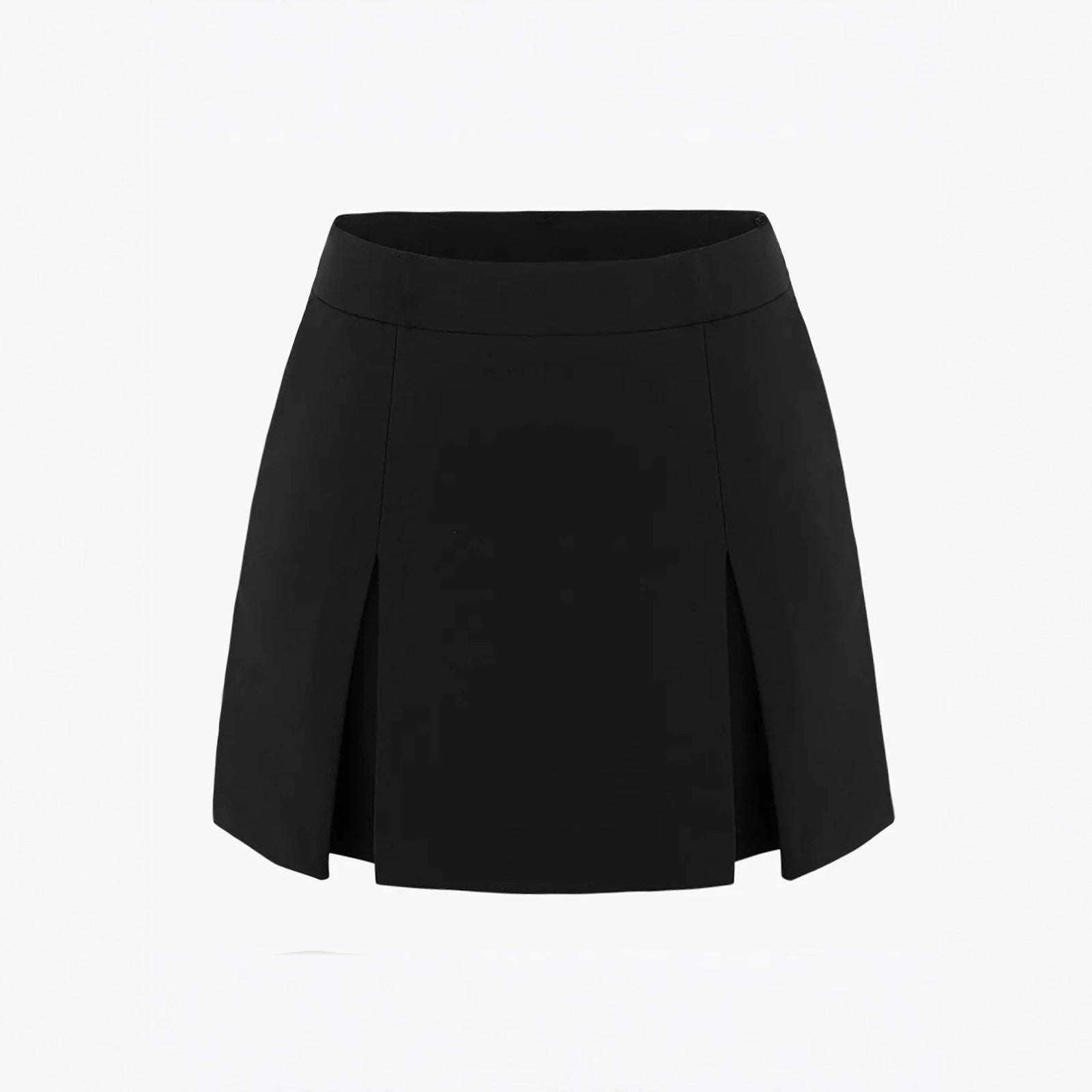 High Waisted Zip Front A Line Culottes With Double Side Slits