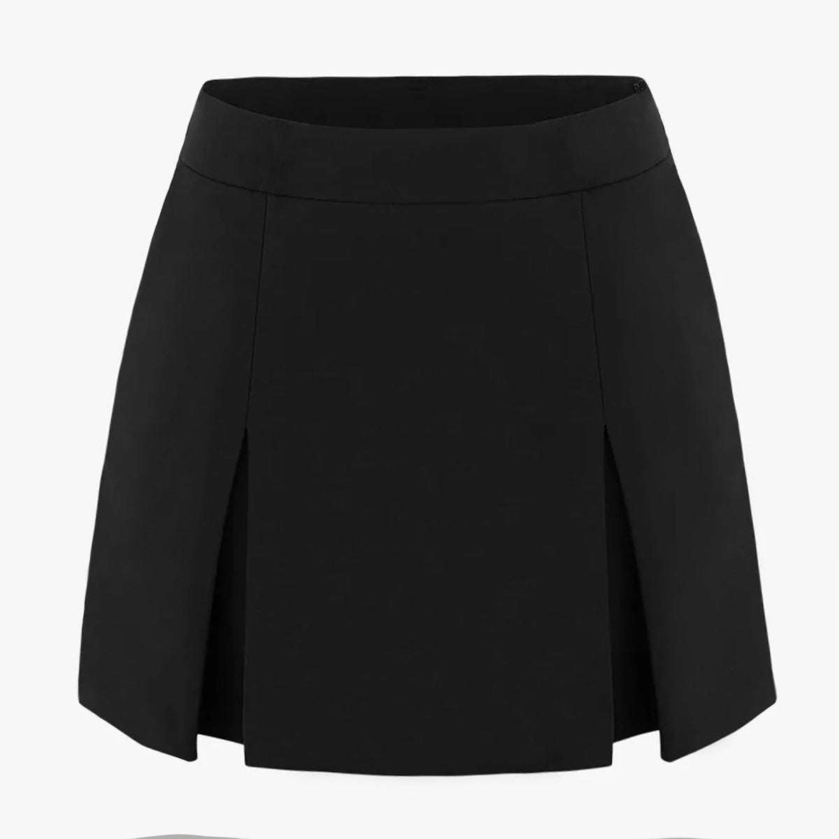 High Waisted Zip Front A Line Culottes With Double Side Slits
